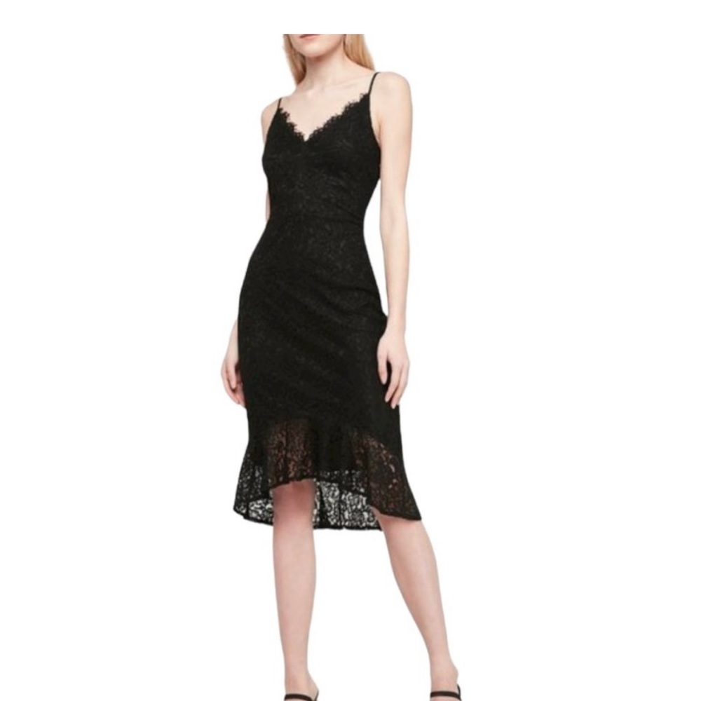 Express Black Slip Dress Spaghetti Strap High Low